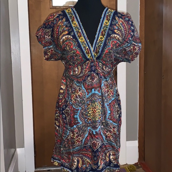 Angie Dresses & Skirts - Bohemian print short-sleeved dress